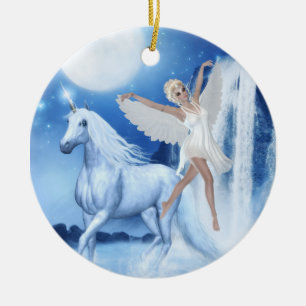 Adorno De Cerámica Sky Faerie Asparas and Unicorn