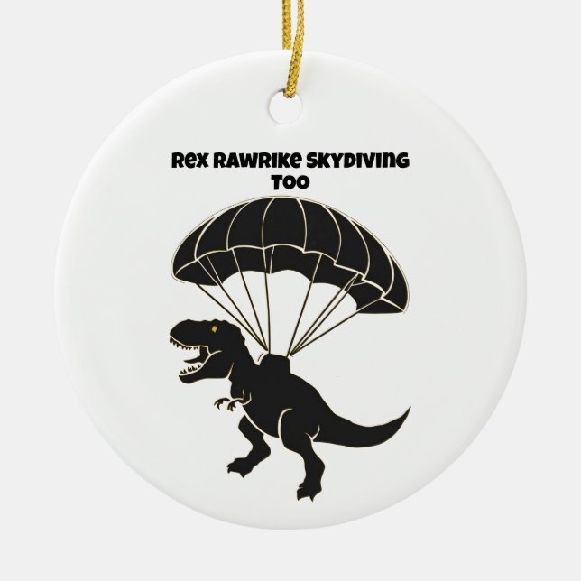 Adorno De Cerámica Skydiving T-rex (Frente)