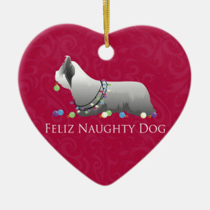 Adorno De Cerámica Skye Terrier Merry Christmas Design