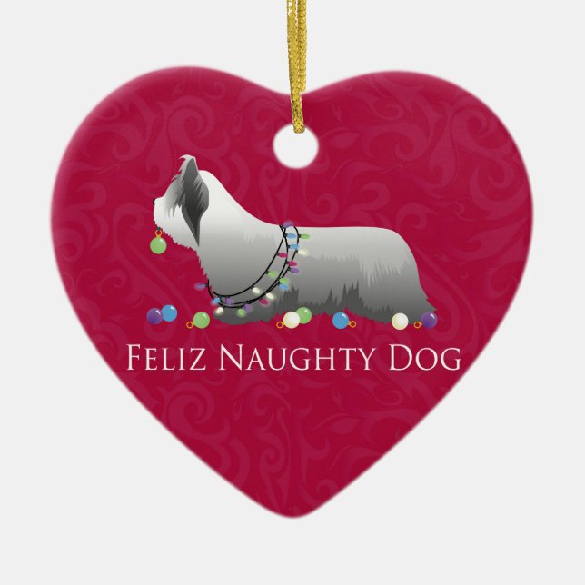 Adorno De Cerámica Skye Terrier Merry Christmas Design (Frente)