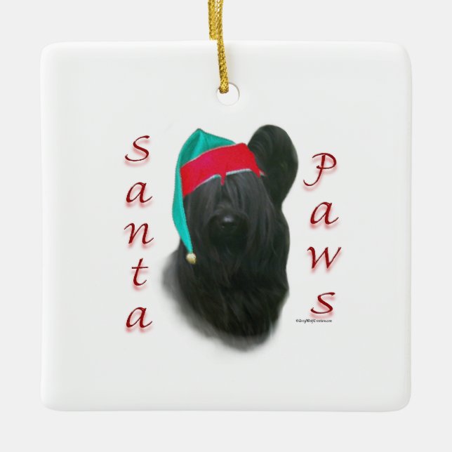 Adorno De Cerámica Skye Terrier Santa Paws (Anverso)