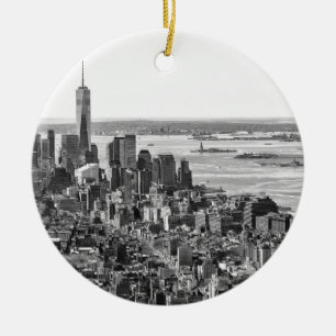 Adorno De Cerámica Skyline Black White New York