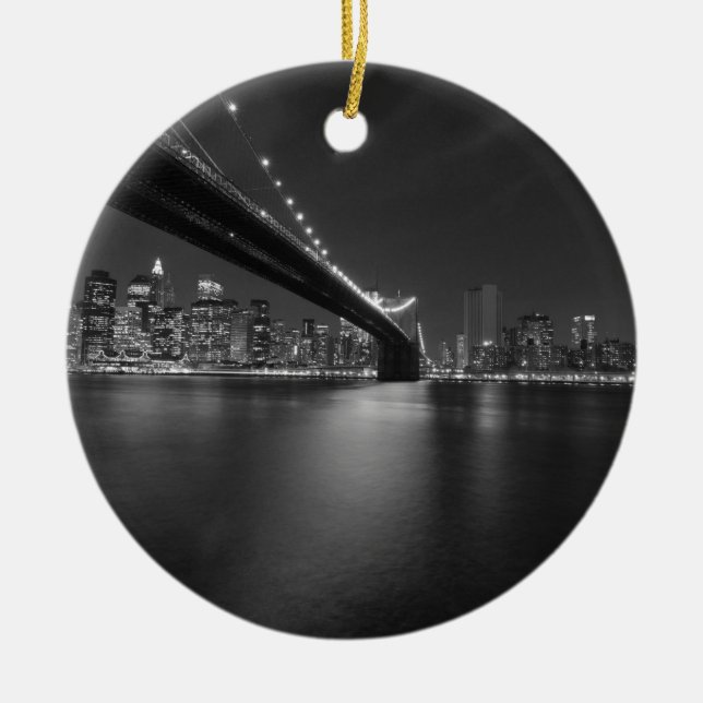 Adorno De Cerámica Skyline Black White New York (Frente)