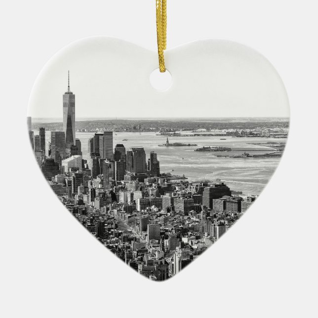 Adorno De Cerámica Skyline Black White New York (Frente)