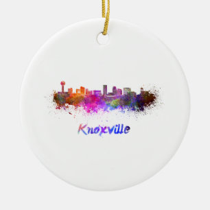 Adorno De Cerámica Skyline de Knoxville en acuarela