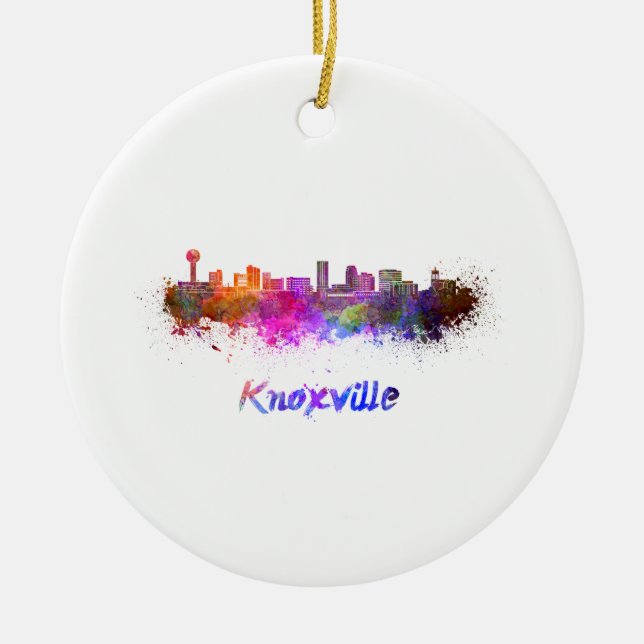 Adorno De Cerámica Skyline de Knoxville en acuarela (Frente)