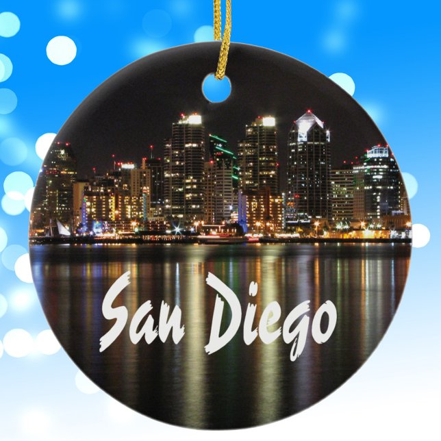 Adorno De Cerámica Skyline de San Diego de noche (Subido por el creador)