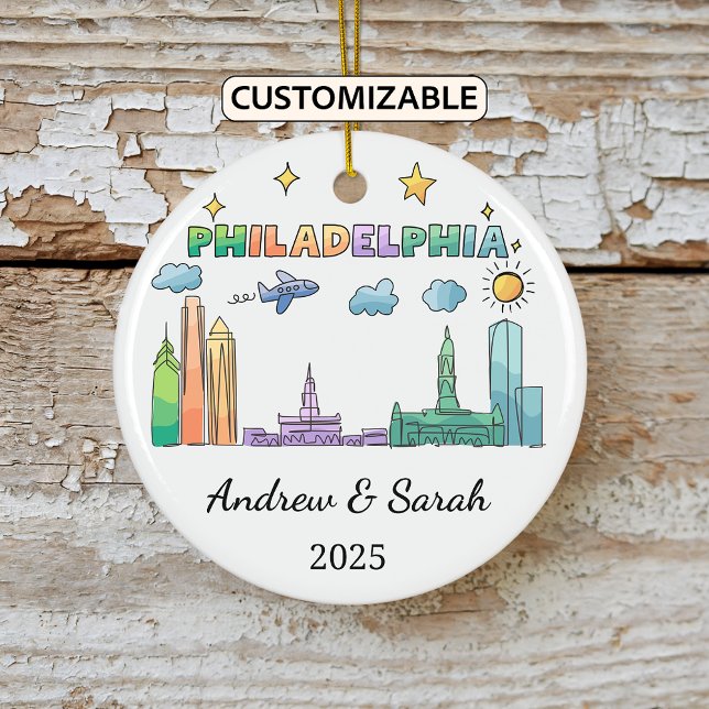 Adorno De Cerámica Skyline Filadelfia personalizada, Pennsylvania (Subido por el creador)