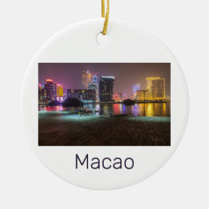Adorno De Cerámica Skyline Panorama de Casino Macao, hora de la noche