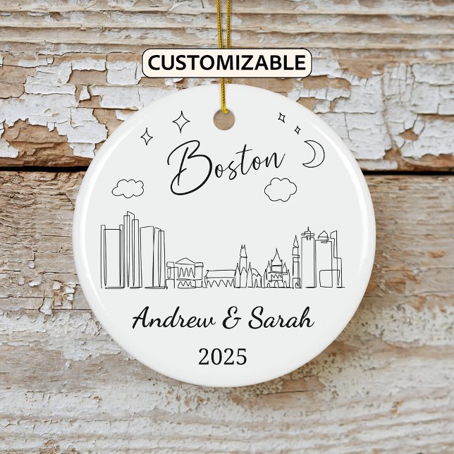 Adorno De Cerámica Skyline personalizada Boston Ornament Massachusett (Subido por el creador)