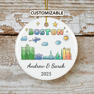 Adorno De Cerámica Skyline personalizada Boston Ornament Massachusett