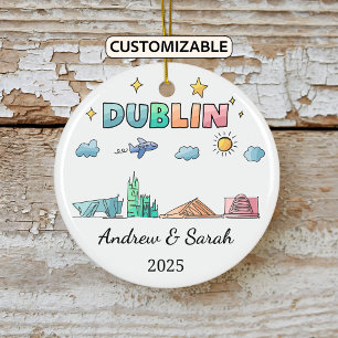 Adorno De Cerámica Skyline Personalizada Dublín Ornament, Irlanda
