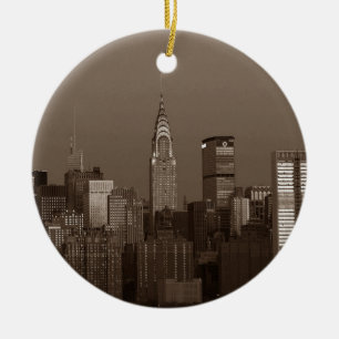 Adorno De Cerámica Skyline Sepia New York