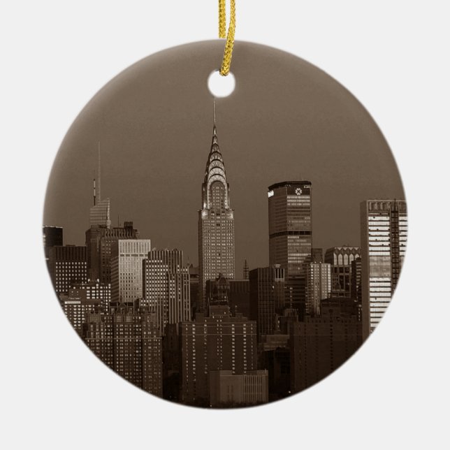 Adorno De Cerámica Skyline Sepia New York (Frente)