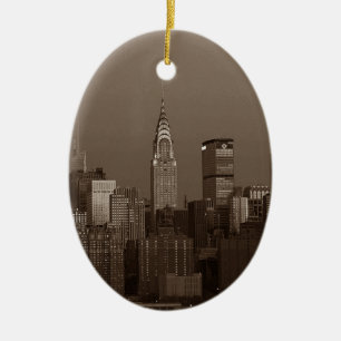 Adorno De Cerámica Skyline Sepia New York