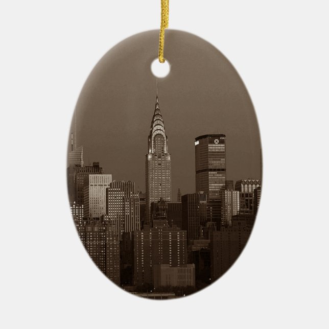 Adorno De Cerámica Skyline Sepia New York (Frente)