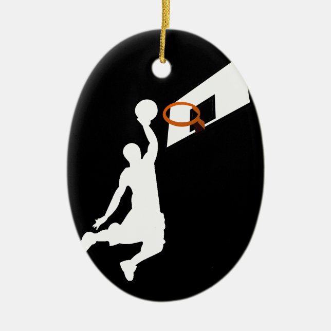 Adorno De Cerámica Slam Dunk Basketball Player - Silhouette blanca (Frente)