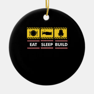 Adorno De Cerámica Sleep Eat Build Repeat Building Blocks Bricks