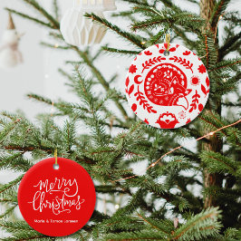 Adorno De Cerámica Sleeping Fox Folk Art Custom