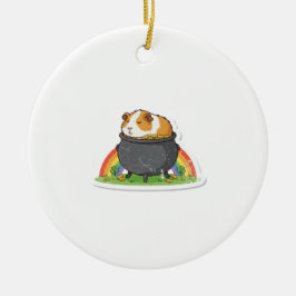 Adorno De Cerámica Sleeping Guinea Pig St.Patrick's Day