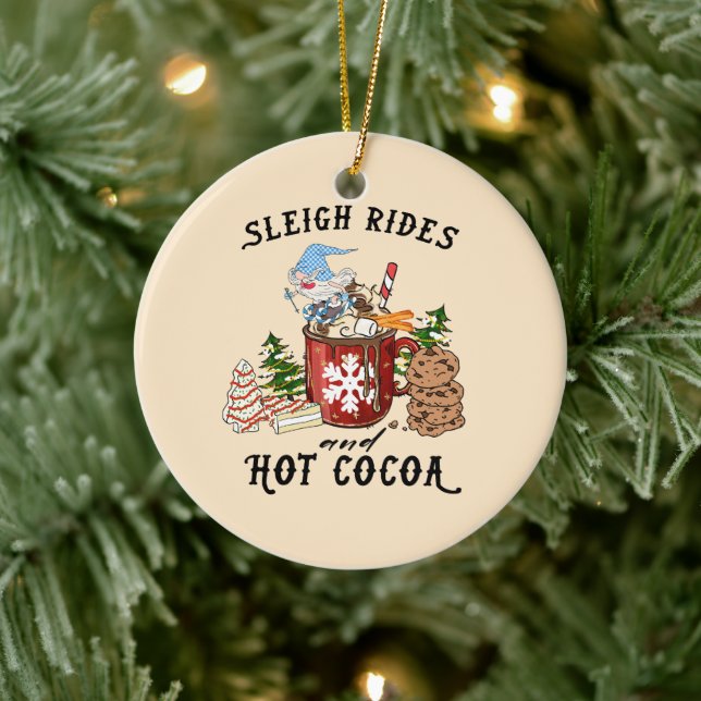 Adorno De Cerámica Sleigh Rides y Hot Cocoa - Gnome escandinavo (Árbol)