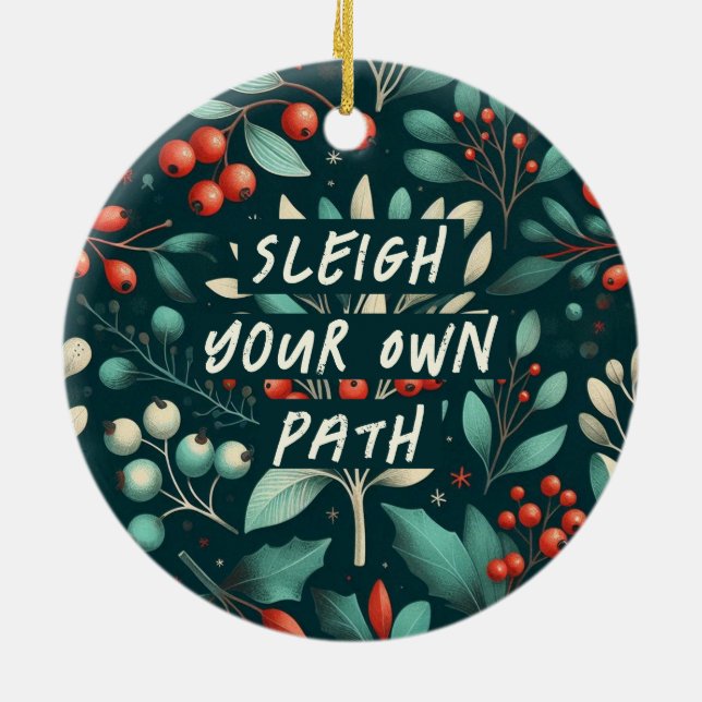 Adorno De Cerámica Sleigh Your Own Path Navidades (Atrás)