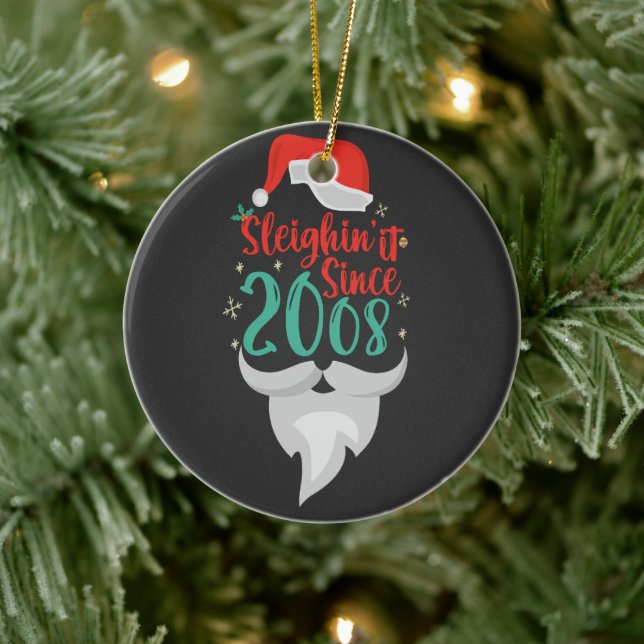Adorno De Cerámica Sleighin it desde 2008 Navidades Cumpleaños Santa (Árbol)