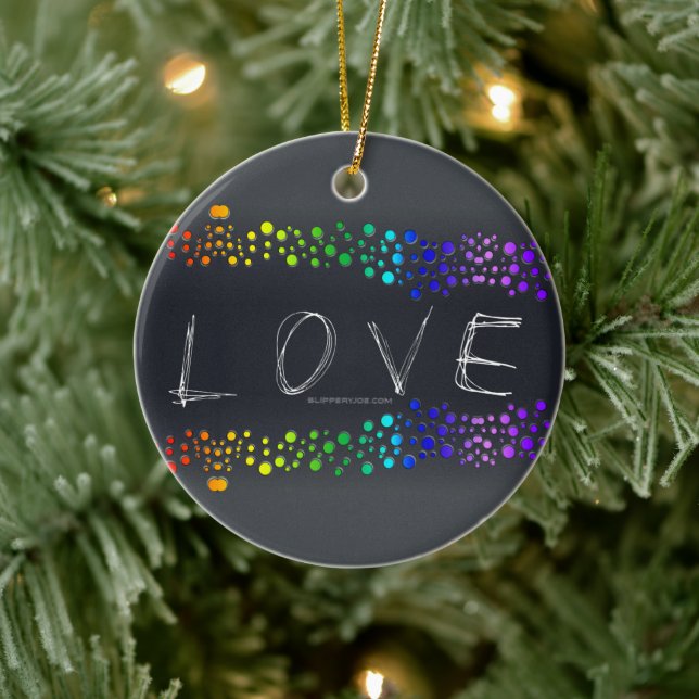 Adorno De Cerámica SlipperyJoe amor burbujas rojo naranja verde amari (Árbol)