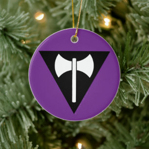 Adorno De Cerámica SlipperyJoe bandera del orgullo lesbiano poderoso 