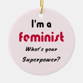 Adorno De Cerámica Slogan de superpotencia feminista rosa