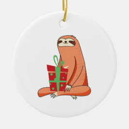 Adorno De Cerámica Sloth Present Ornament
