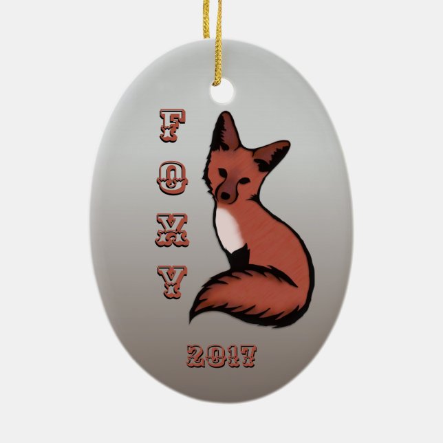 Adorno De Cerámica Sly Red Foxy Fox con el año (Atrás)