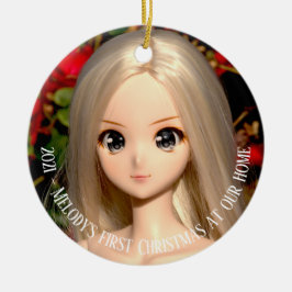 Adorno De Cerámica Smart Doll Melody primera foto de Navidad Orn cerá