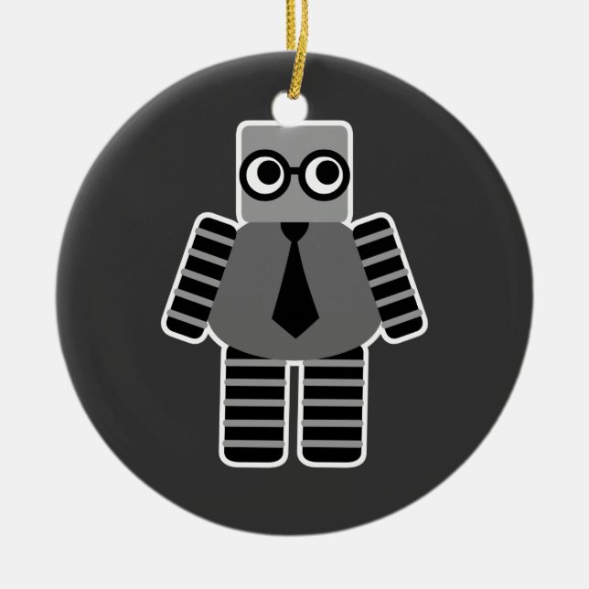 Adorno De Cerámica Smart Geek Robot (Frente)