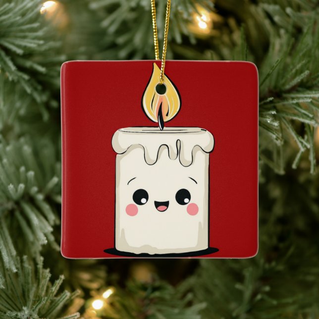 Adorno De Cerámica Smiling Candle Christmas Ornament – Cozy Minimal (Árbol)