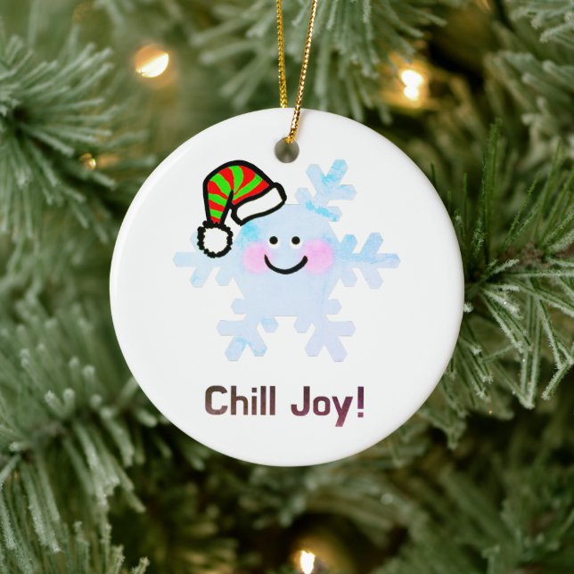 Adorno De Cerámica Smiling Snowflake Holiday Cheer (Árbol)