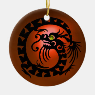 Adorno De Cerámica SNAKE DRAGON Agante negro y Naranja