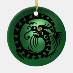 Adorno De Cerámica SNAKE DRAGON Black Green Jade