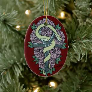 Adorno De Cerámica Snake envuelto en arte de tatuajes del tobillo de 