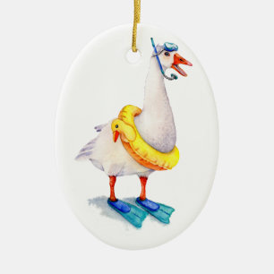 Adorno De Cerámica Snorkeling White Goose