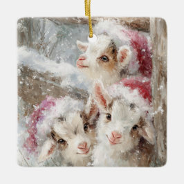 Adorno De Cerámica Snow Babies Christmas Goats 10 - YOUR PHOTO