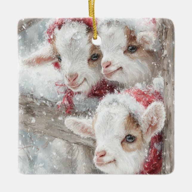 Adorno De Cerámica Snow Babies Christmas Goats 11 - YOUR PHOTO (Anverso)