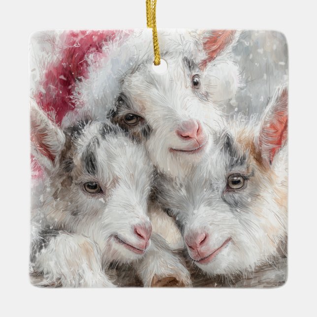Adorno De Cerámica Snow Babies Christmas Goats 1 - YOUR PHOTO (Anverso)
