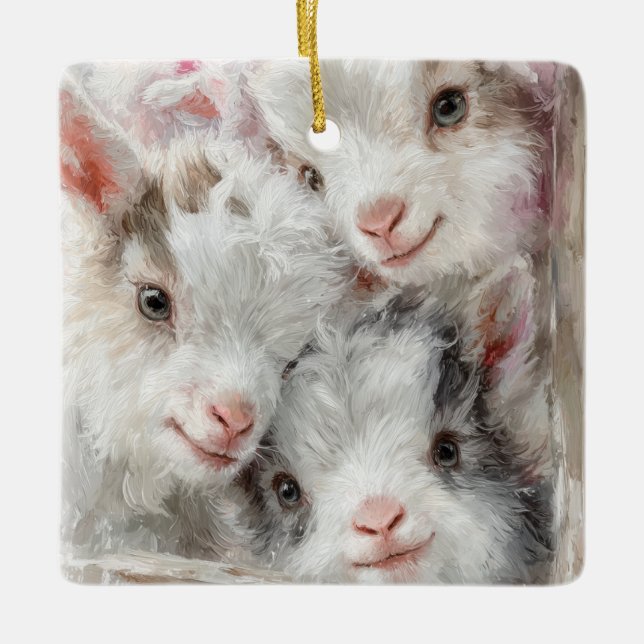 Adorno De Cerámica Snow Babies Christmas Goats 3 - YOUR PHOTO (Anverso)