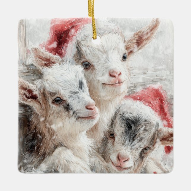 Adorno De Cerámica Snow Babies Christmas Goats 5 - YOUR PHOTO (Anverso)