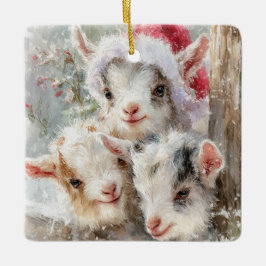Adorno De Cerámica Snow Babies Christmas Goats 7 - YOUR PHOTO