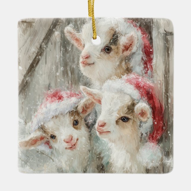 Adorno De Cerámica Snow Babies Christmas Goats 8 - YOUR PHOTO (Anverso)