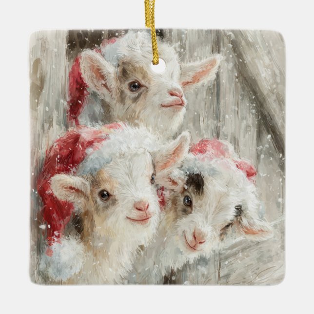 Adorno De Cerámica Snow Babies Christmas Goats 9 - YOUR PHOTO (Anverso)
