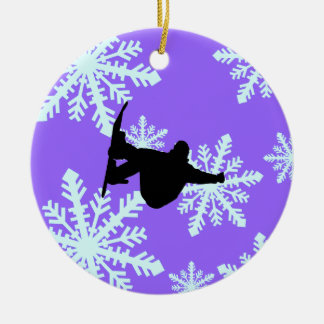 Adorno De Cerámica snowboard de los copos de nieve