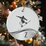 Adorno De Cerámica Snowboard Monograma Regalo Snowboard Snowboard<br><div class="desc">Este diseño fue creado a través del arte digital. Puede ser personalizado en el área proporcionada o personalizándolo eligiendo la opción de pulsar para personalizar y cambiando el nombre, iniciales o palabras. También puede cambiar el color y estilo del texto o eliminar el texto para un diseño de sólo imagen....</div>